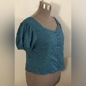 Roolee Blue Puff Sleeve Blouse